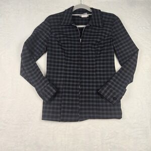 Vintage Evolution Not Revolution Black Gray‎ Plaid Blazer Size Medium Y2K